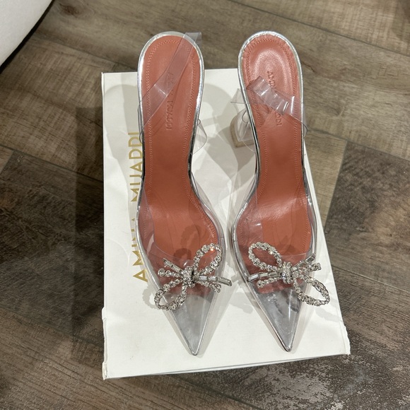 Amina Muaddi Rosie glass PVC am transparent heels - Picture 2 of 14